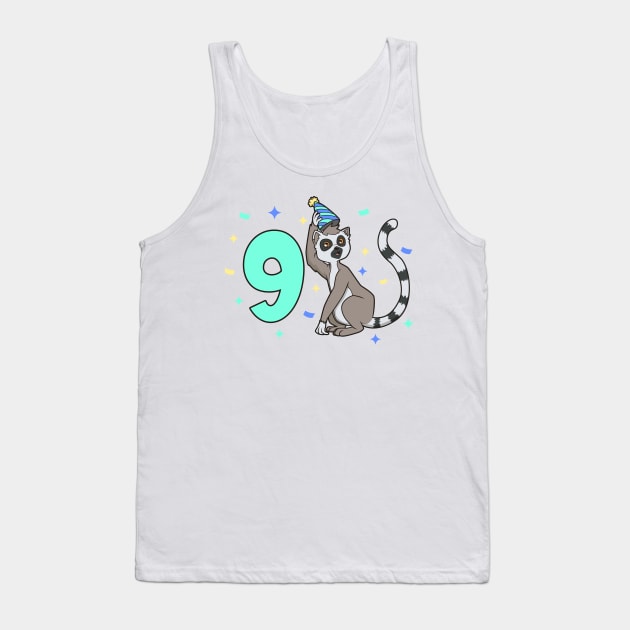 I am 9 with lemur - kids birthday 9 years old Tank Top by Modern Medieval Design